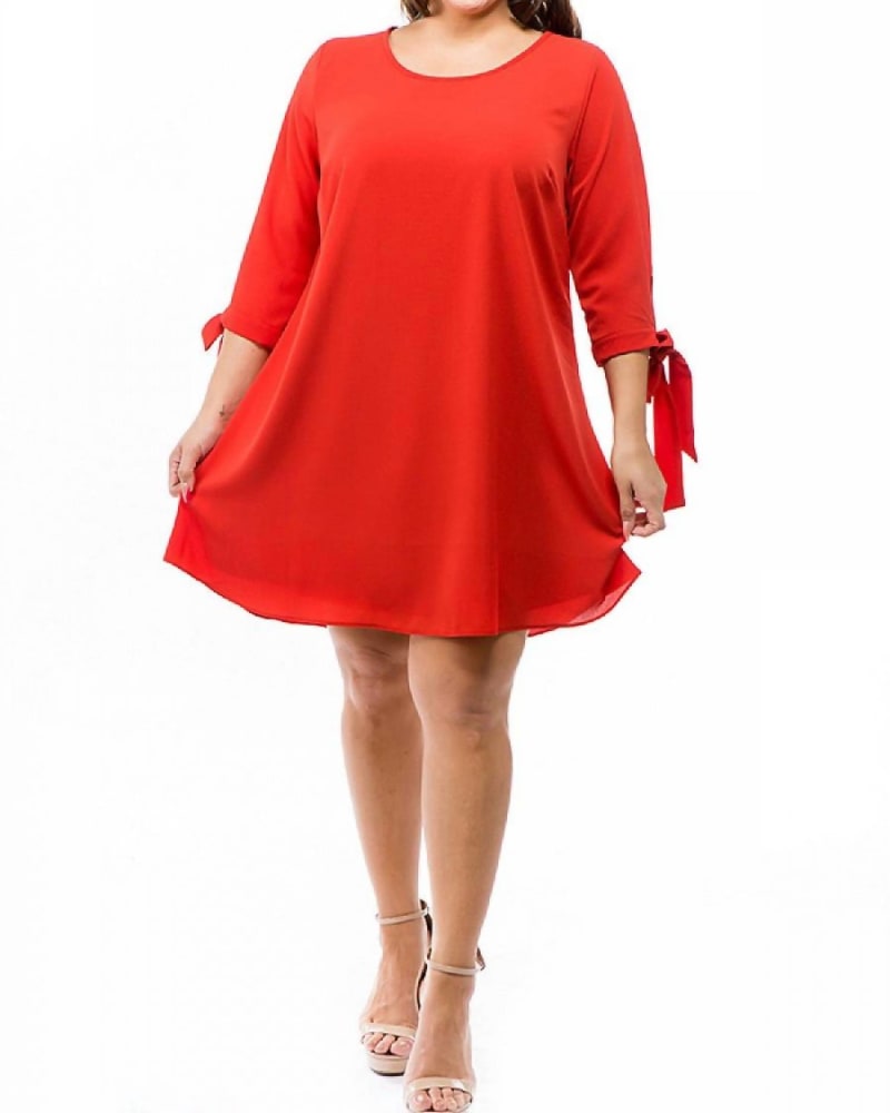 Front of a model wearing a size 2XL Legends Dress In Rust in Rust by SPIN. | dia_product_style_image_id:344706